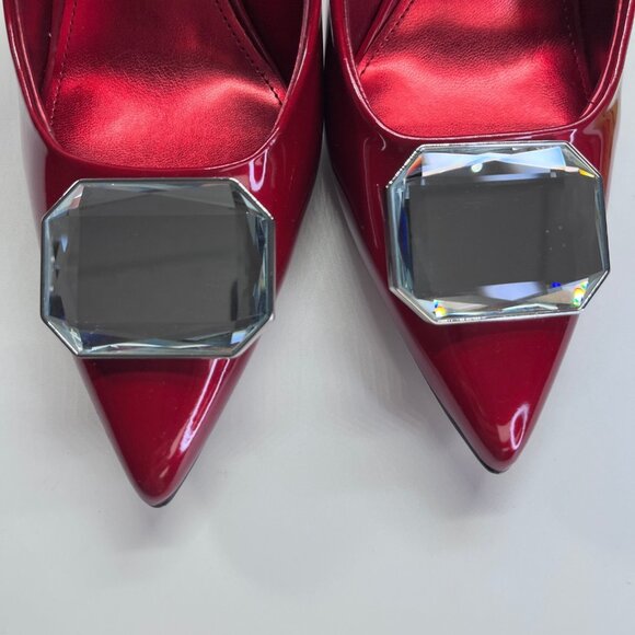 Nine West Faras Slip-On Stiletto Pumps Size 7.5M Red Patent Faux Leather - Picture 16 of 16